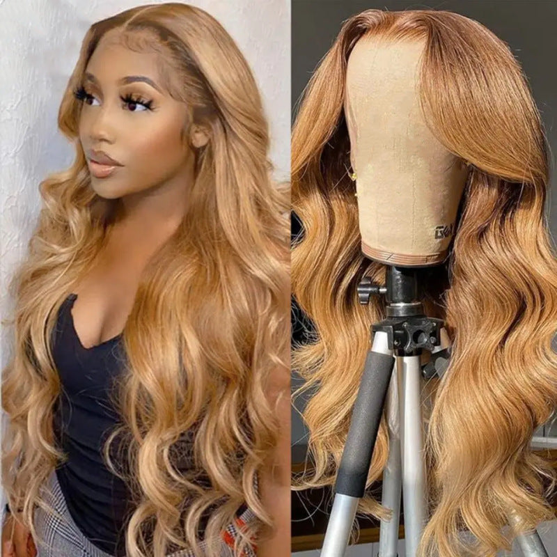 Center-parted Bangs Long Curly Hair Chemical Fiber Full-head Wig