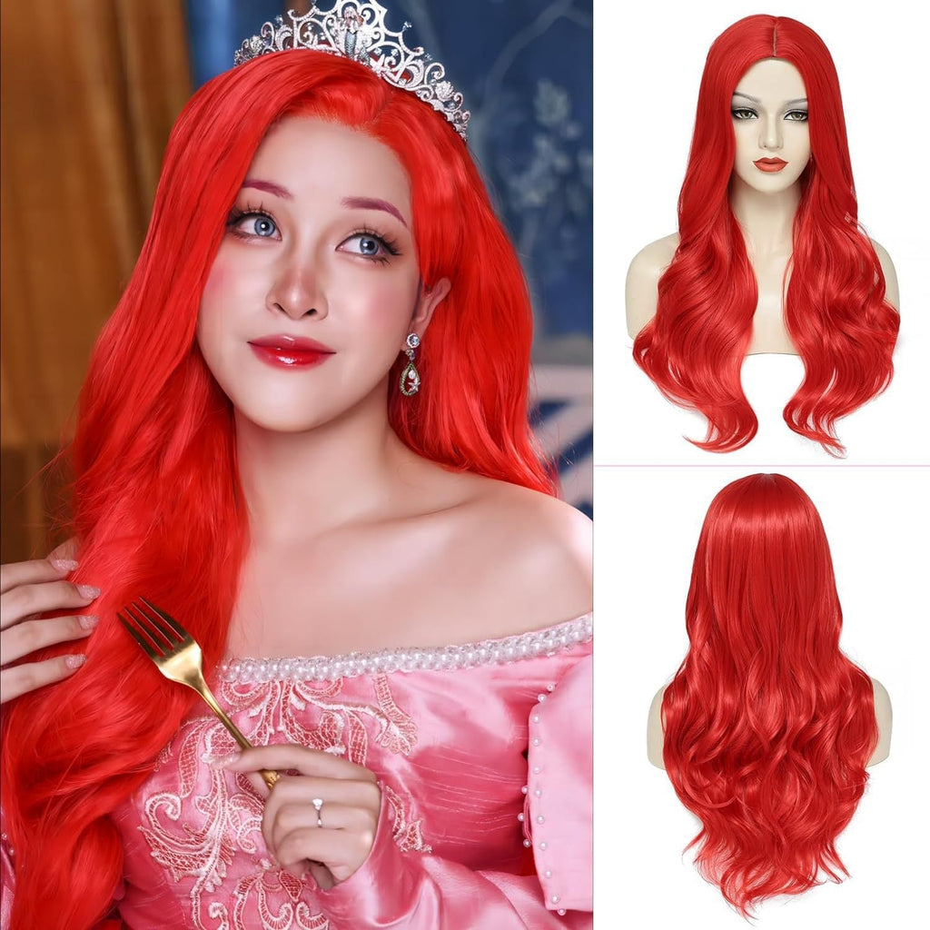 Blonde Middle-parted Small-curl Long Wavy Wig