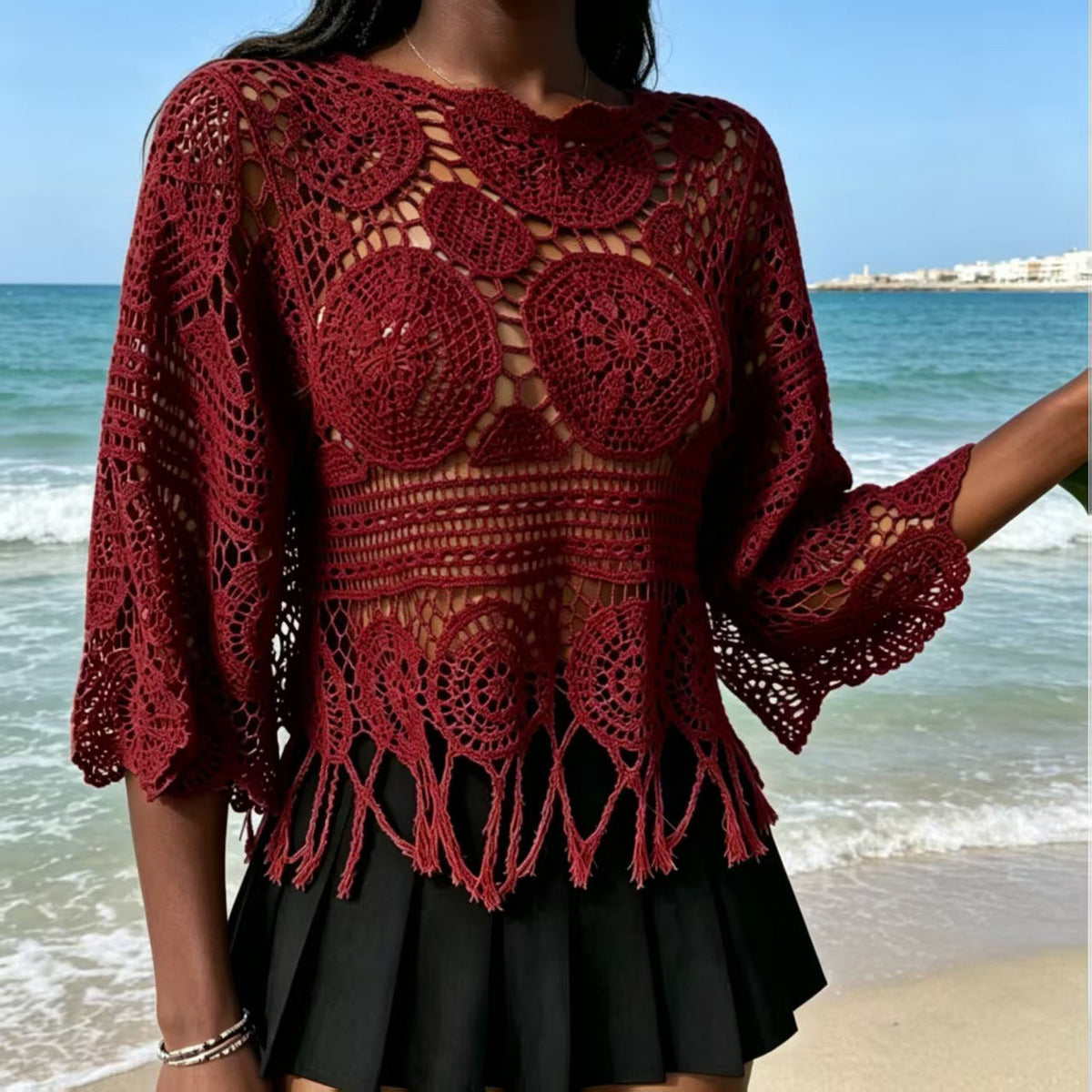 Crochet Openwork Knit Top