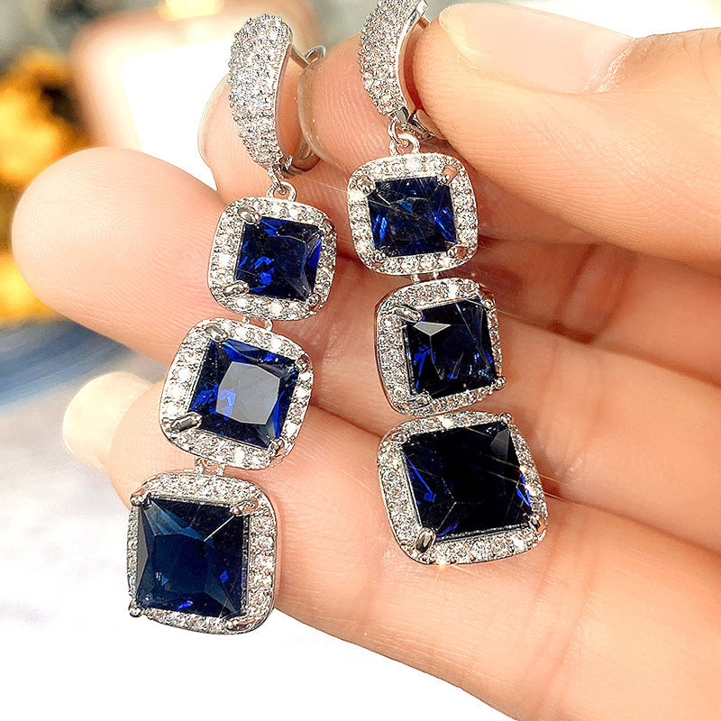 Shiny Square Zircon Earrings