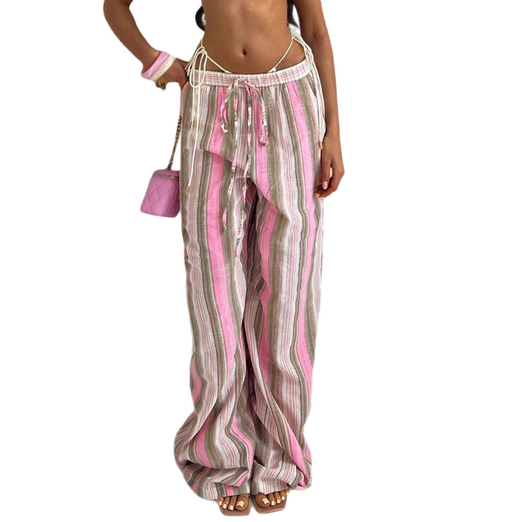 Elastic Waist Striped Casual Pant