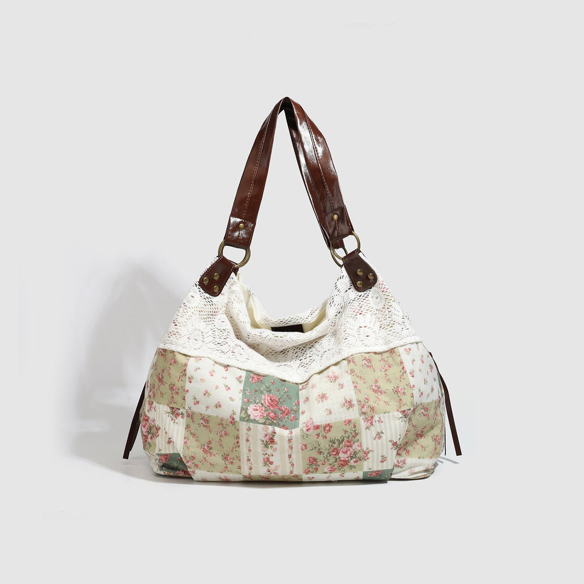 Floral Patchwork Hollow-Out Shoulder Bag