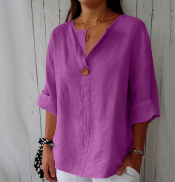 Cotton And Linen Button Top