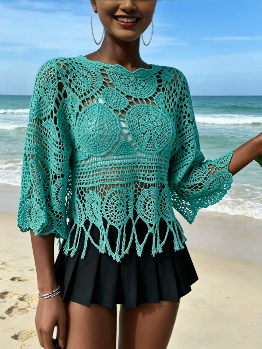 Crochet Openwork Knit Top