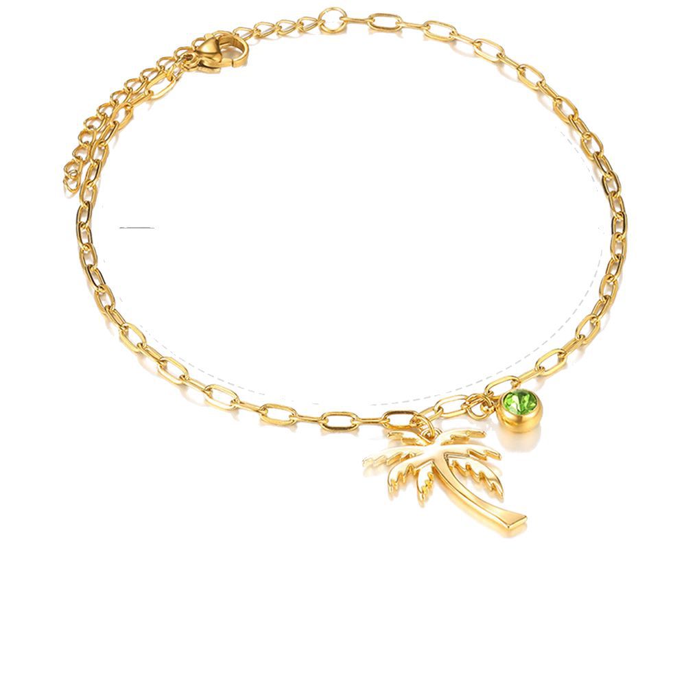 Palm Tree Birthstone Anklet