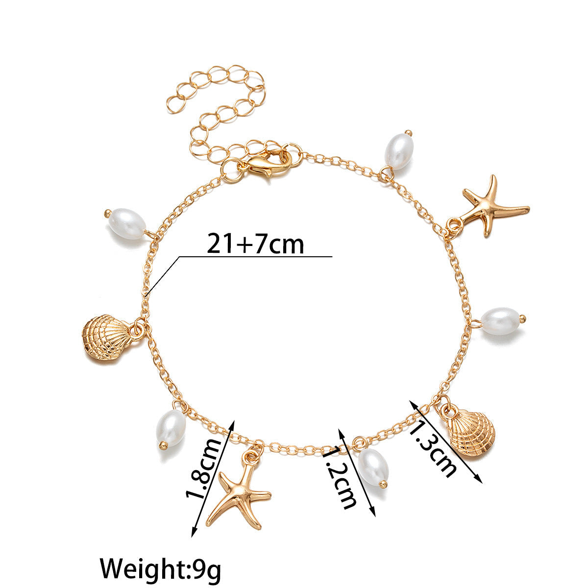 Adjustable Alloy Starfish Pendant Anklet