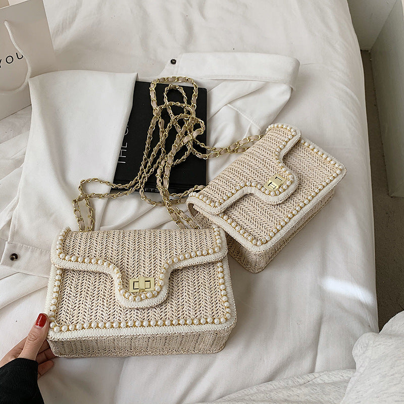 Shoulder Messenger Chain Straw Bag