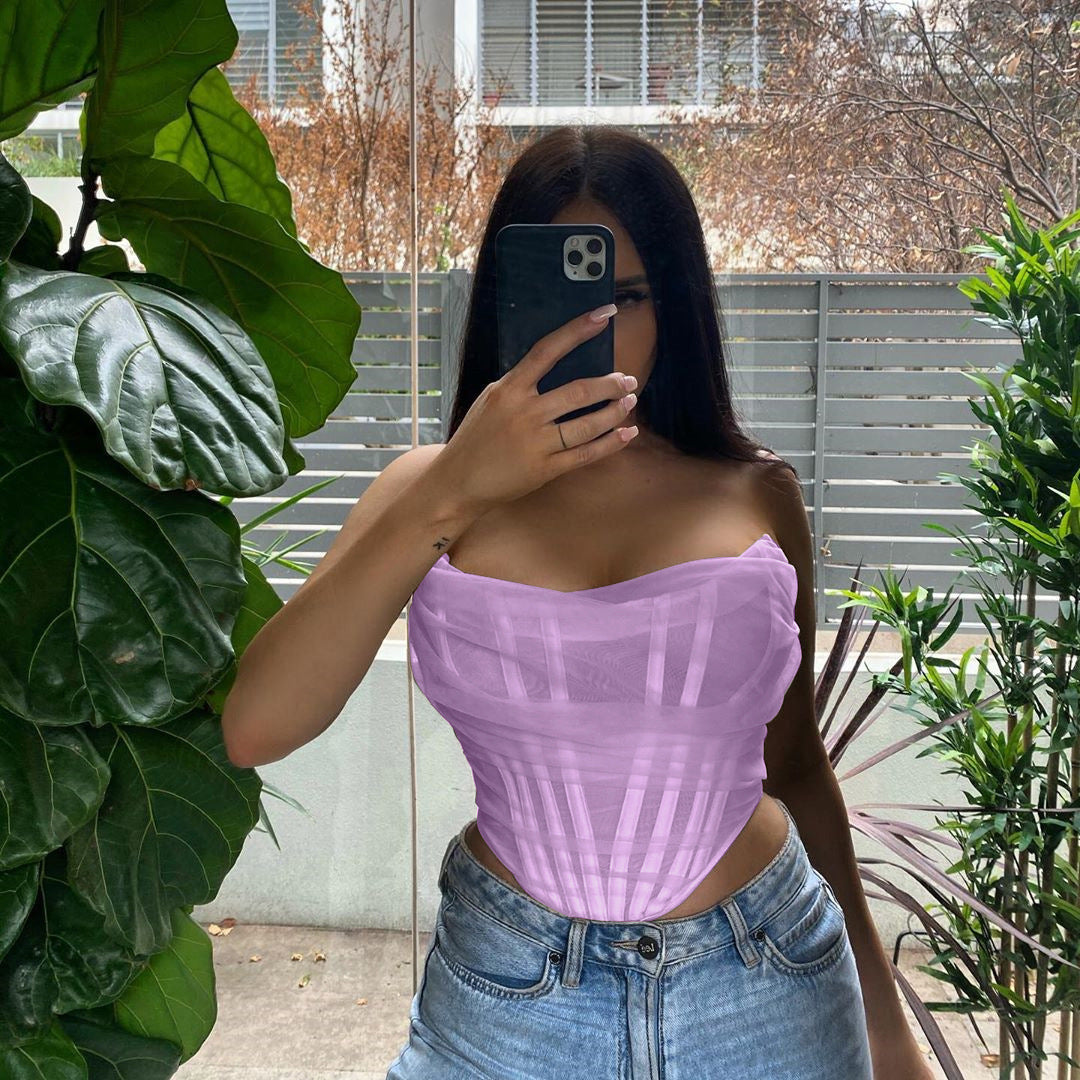 Herringbone Mesh Bra And Vest Top