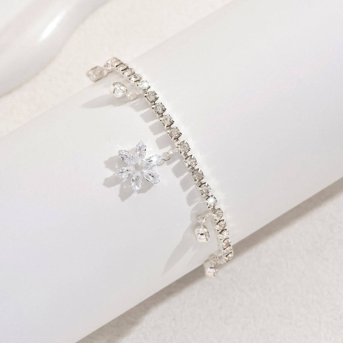 Sweet Crystal Zircon Flower Anklet