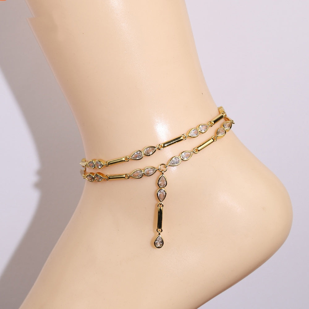 Water-drop Zircon Anklet
