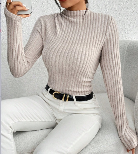 Ribbed Mock Neck Knit Jumpsuit