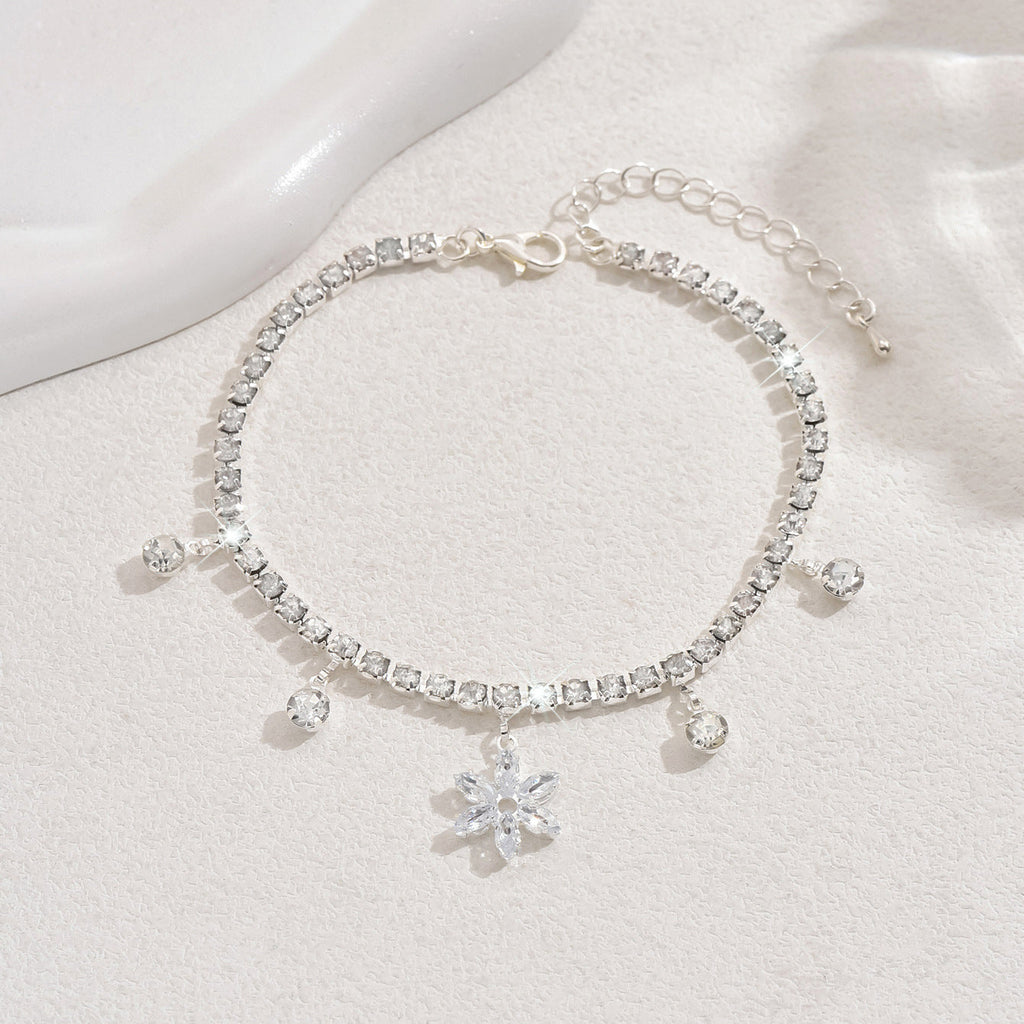 Sweet Crystal Zircon Flower Anklet
