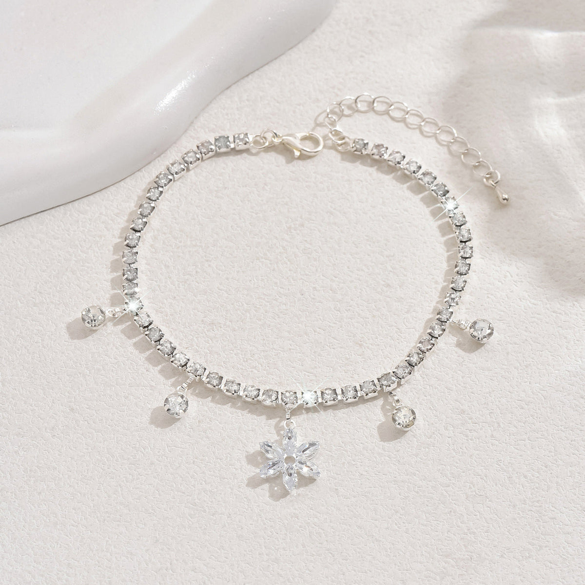 Sweet Crystal Zircon Flower Anklet