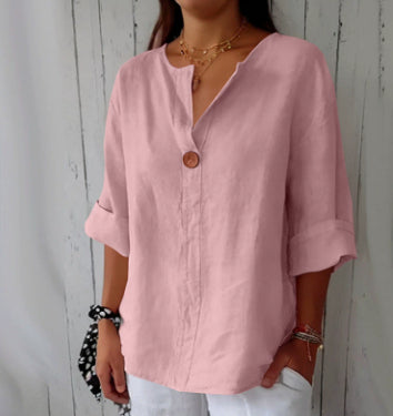 Cotton And Linen Button Top