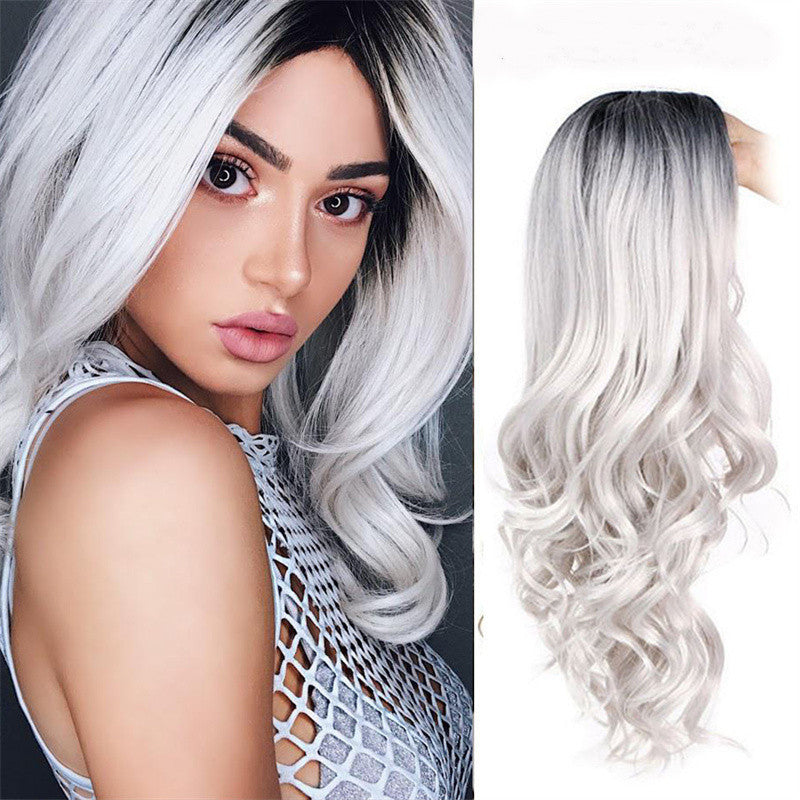 Mid-length curly hair dyed wig