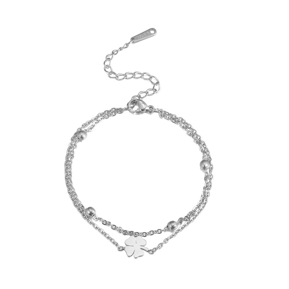 Cut Clover Charm Double-layer Ankle
