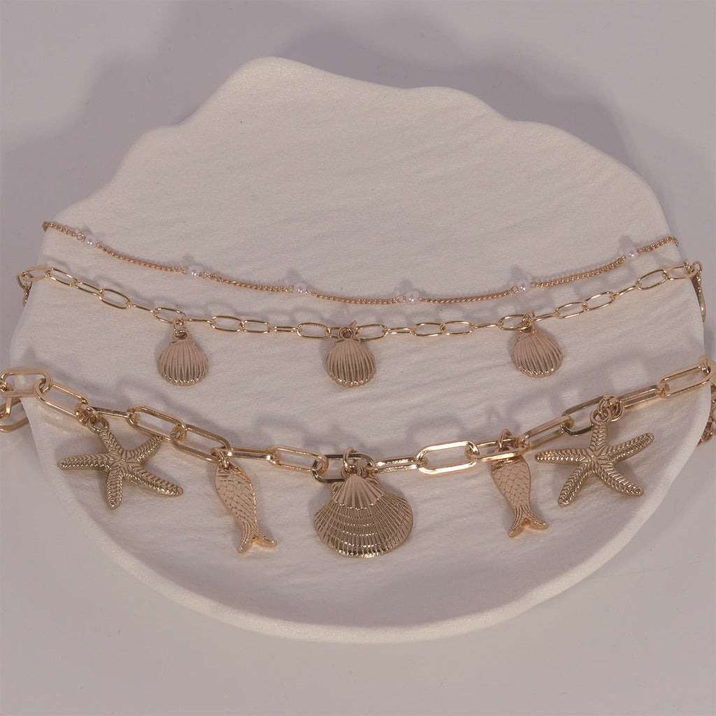 Starfish Shell Pendant Anklet