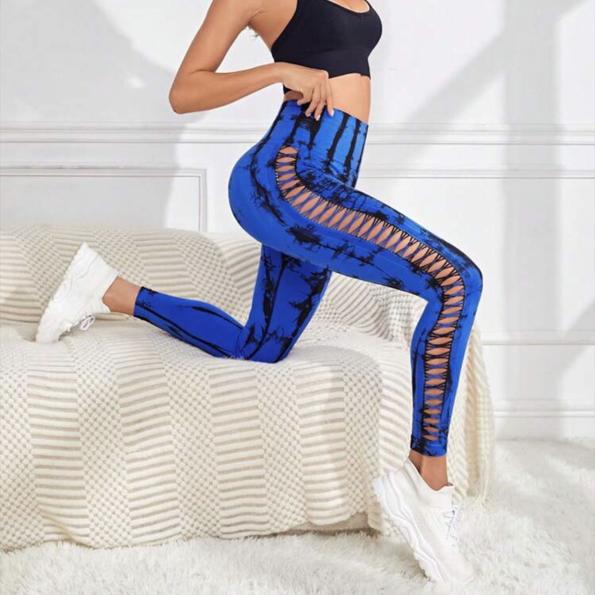 Hollow Tie Dye Printed Yoga Pant