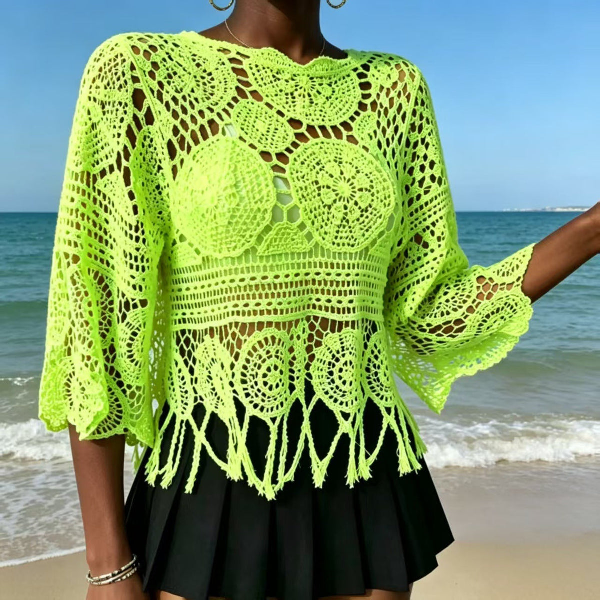 Crochet Openwork Knit Top