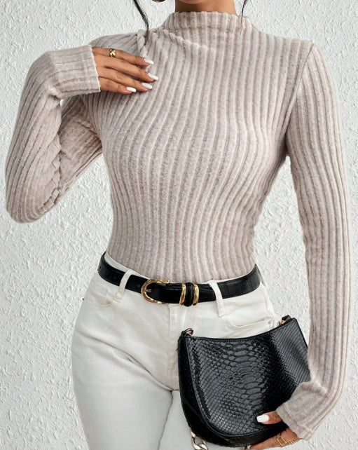 Ribbed Mock Neck Knit Jumpsuit