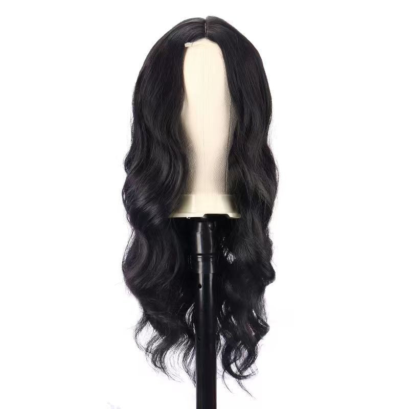 Blonde Middle-parted Small-curl Long Wavy Wig