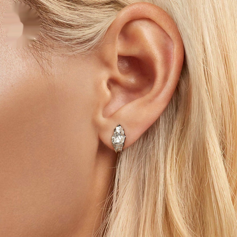 Irregular White Gold Earrings