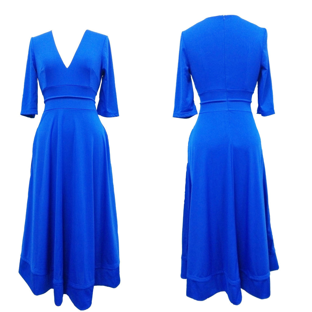 V-neck Dresses - Retro 60s Swing Sleeve
