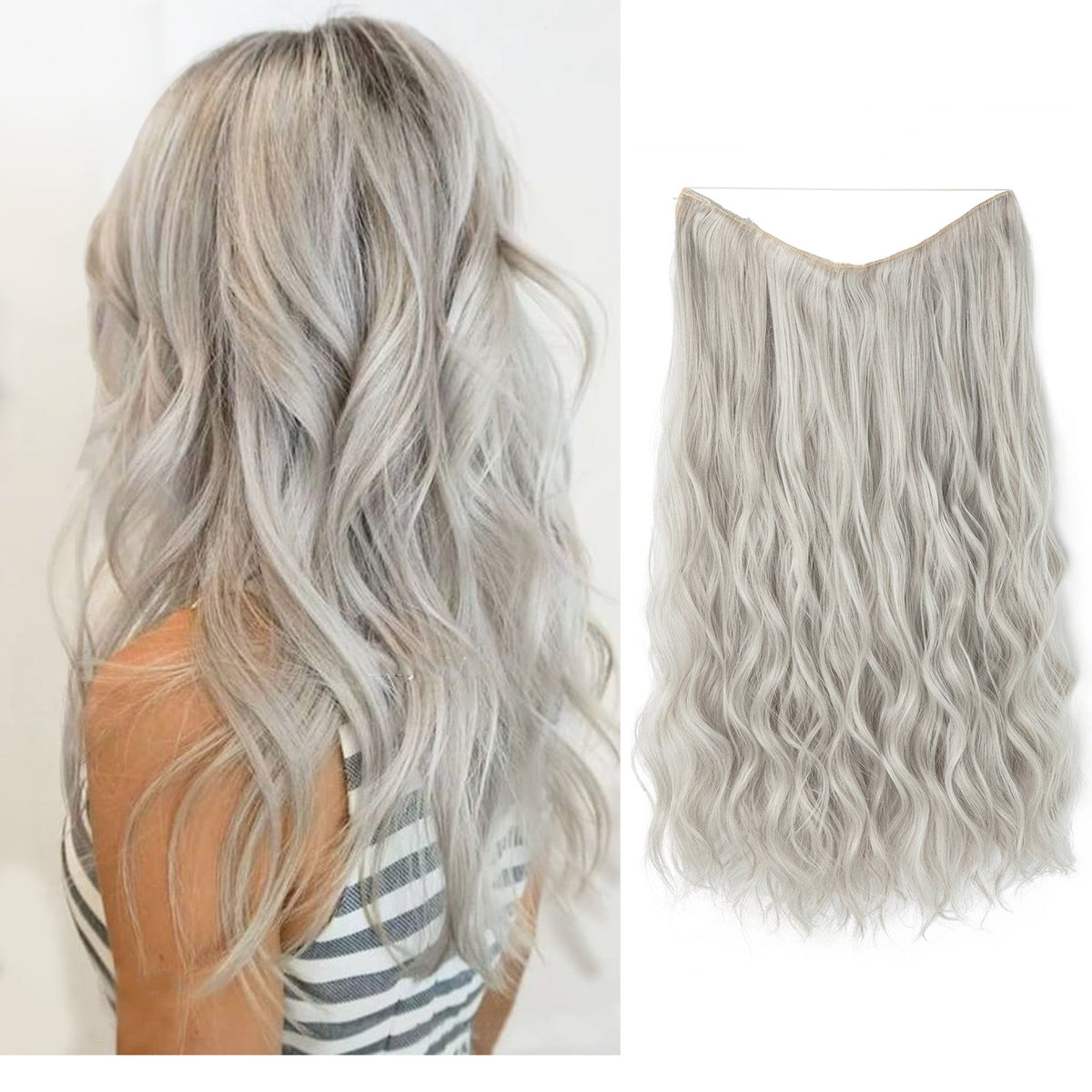European And American Style Women Corn Curler Fishing Thread Long Curly Hair  Wig