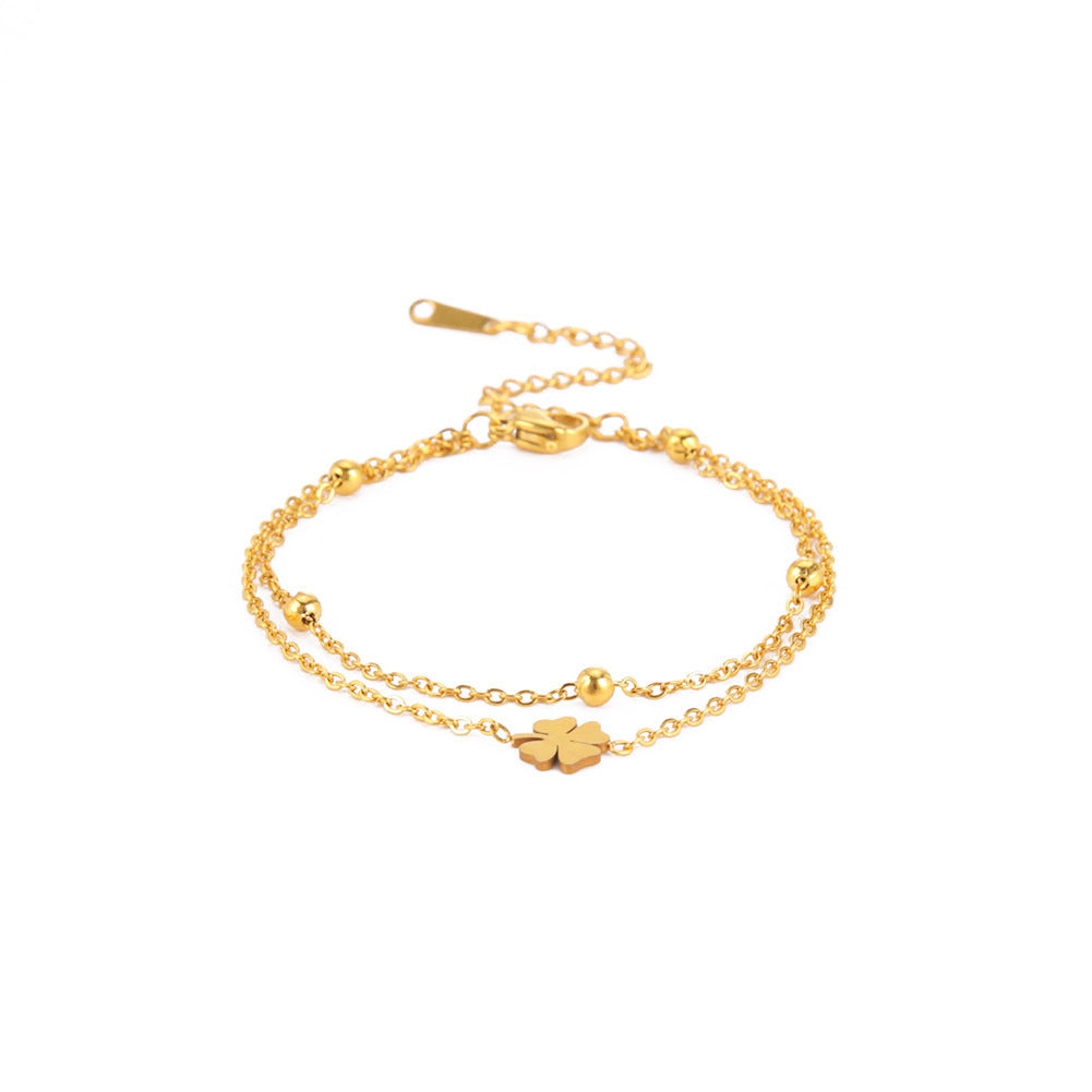Cut Clover Charm Double-layer Ankle