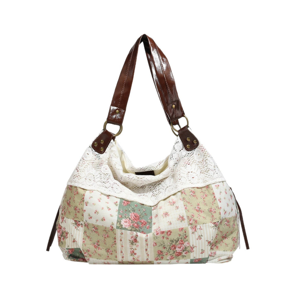 Floral Patchwork Hollow-Out Shoulder Bag