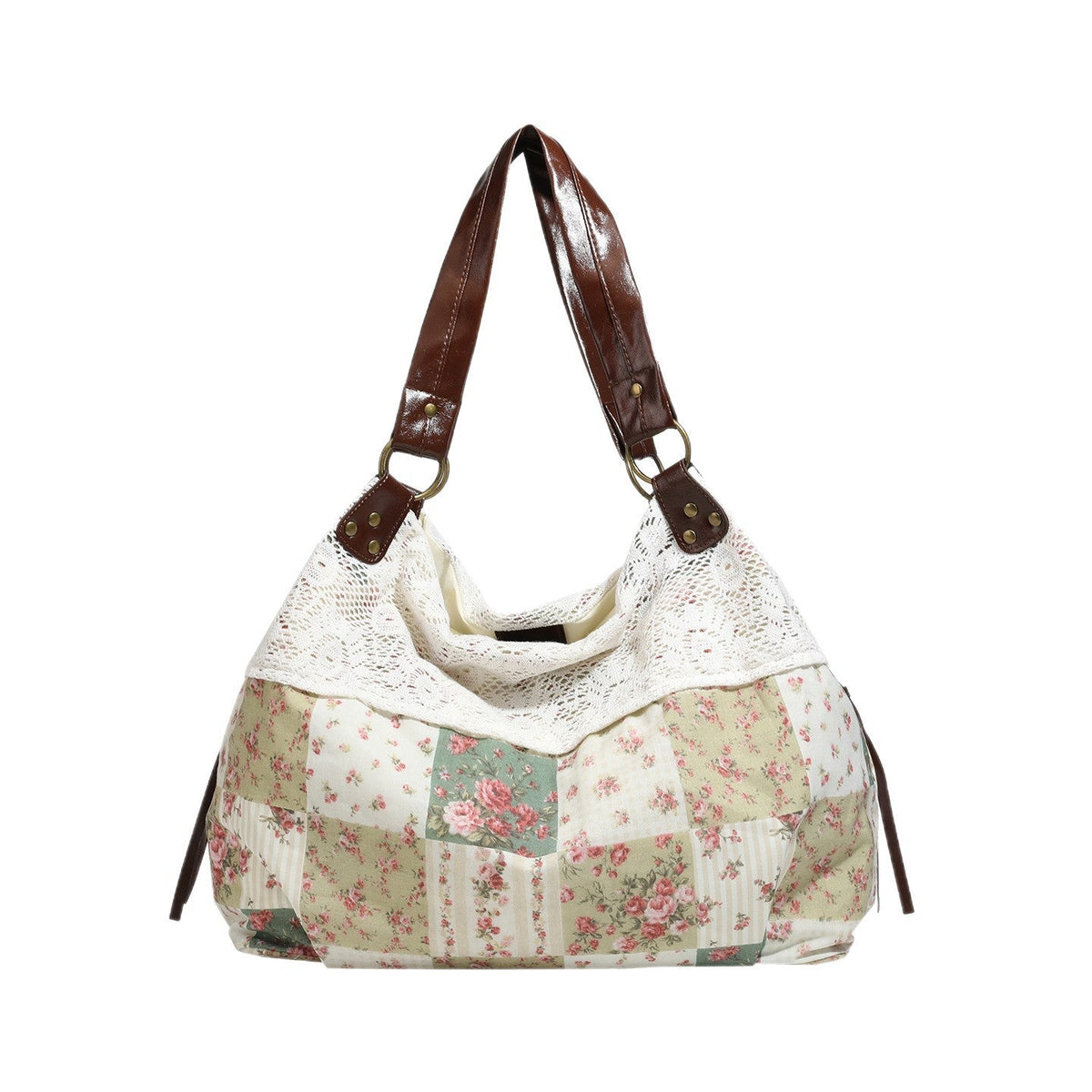 Floral Patchwork Hollow-Out Shoulder Bag
