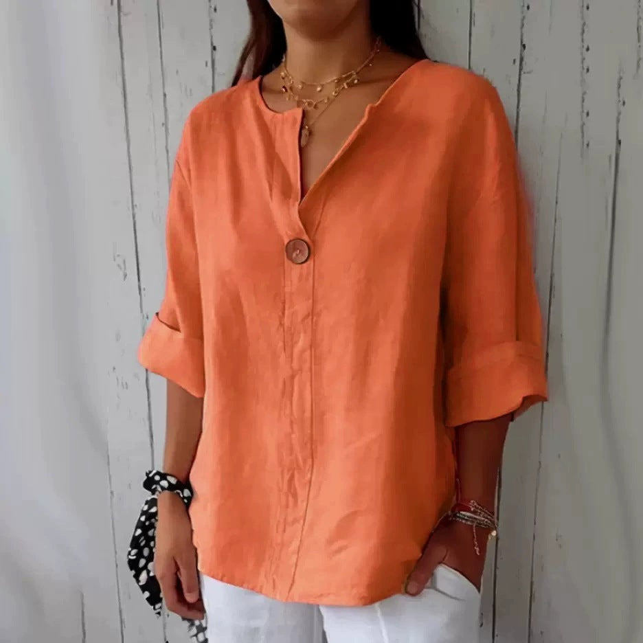 Cotton And Linen Button Top