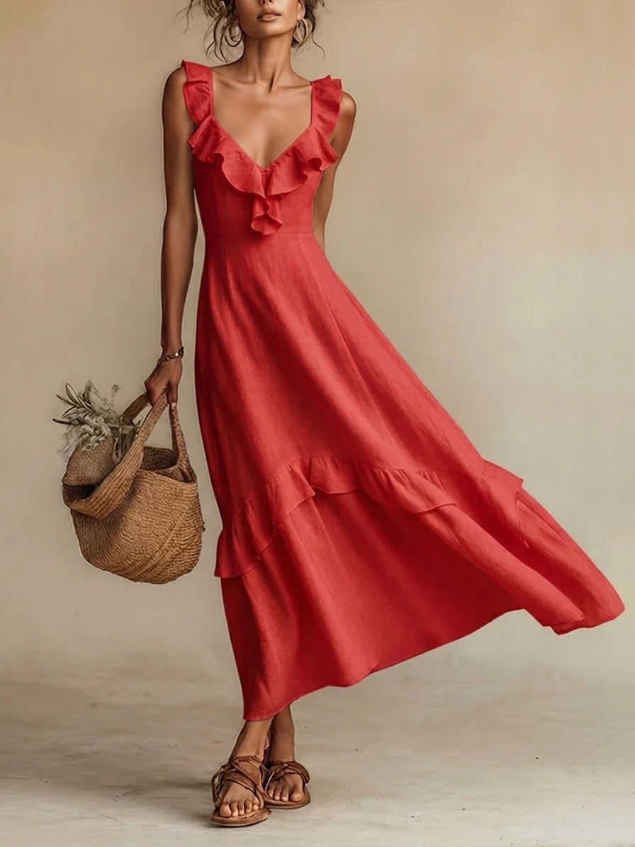 Ruffled Flutter Sleeves Dress