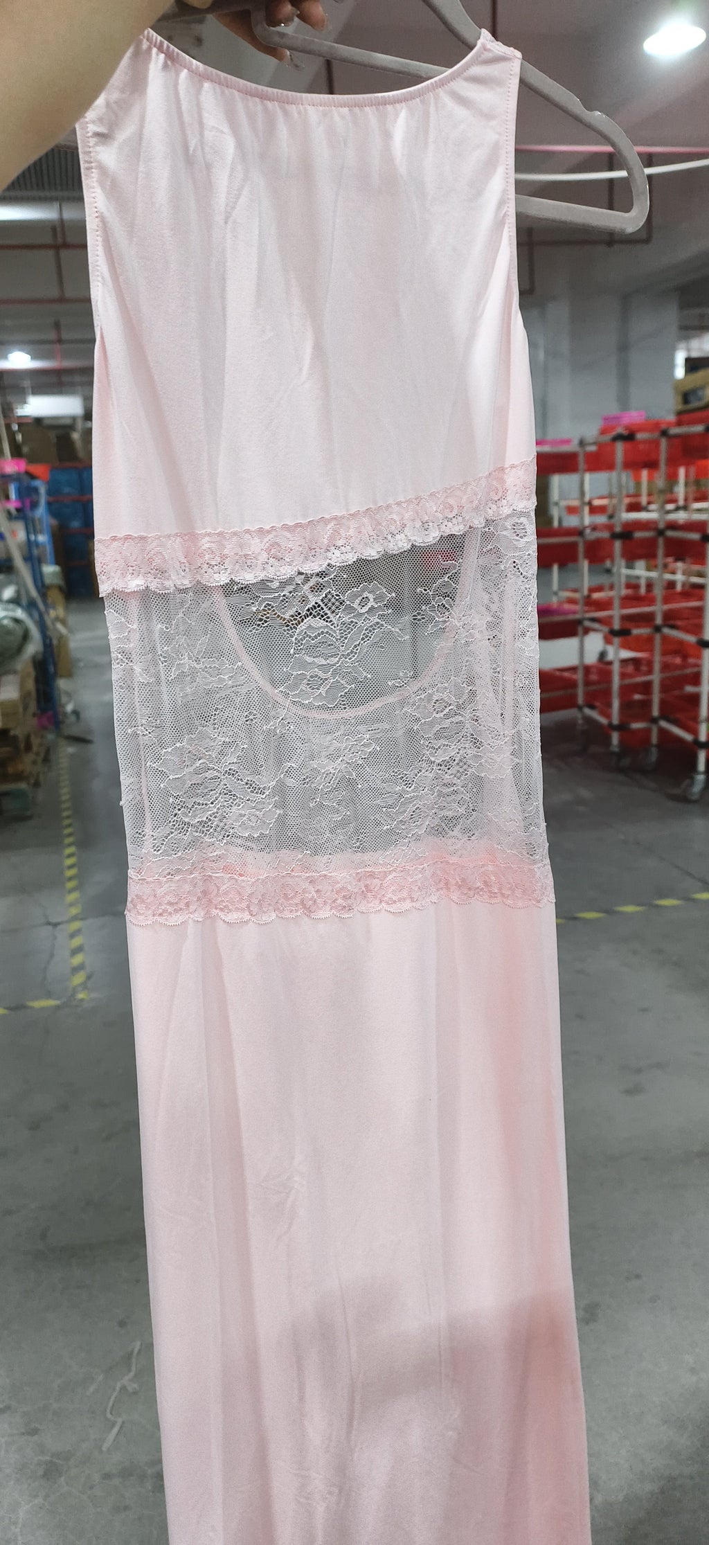 Stitching Lace Mid Waist See-through Dress