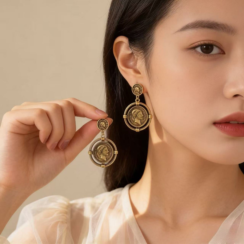 Retro Portrait Stud Earrings