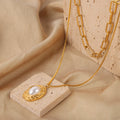 Pearl Textured Oval Necklace