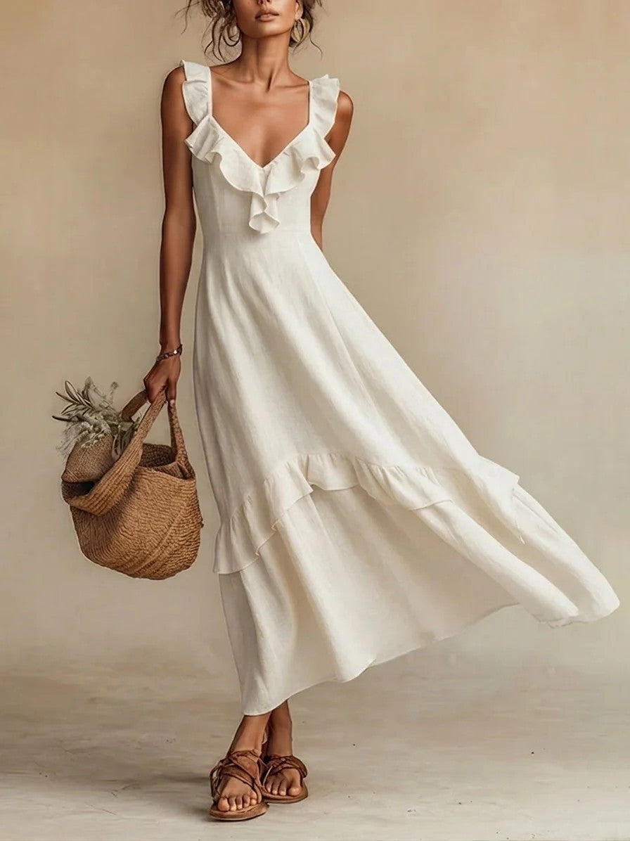 Ruffled Flutter Sleeves Dress