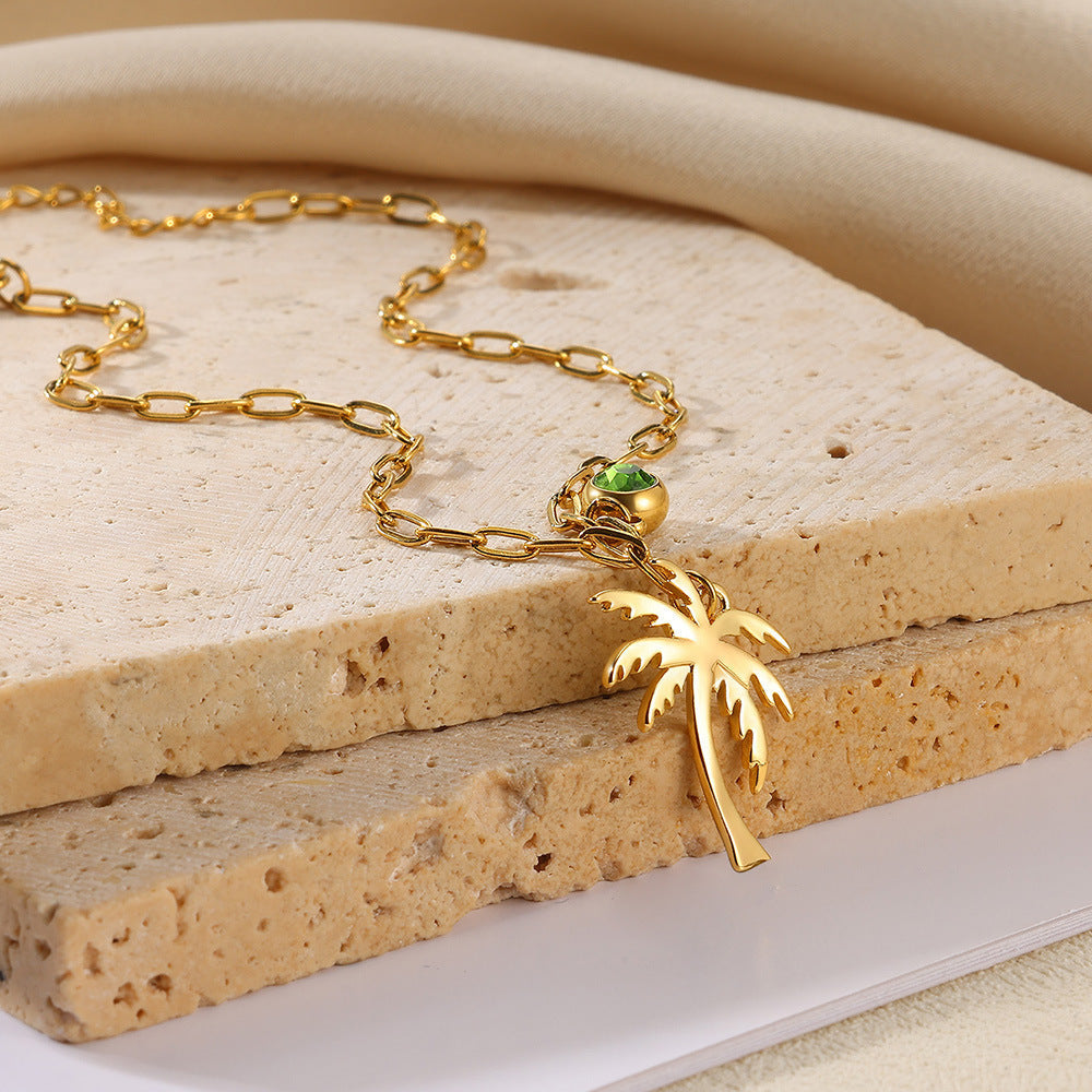Palm Tree Birthstone Anklet
