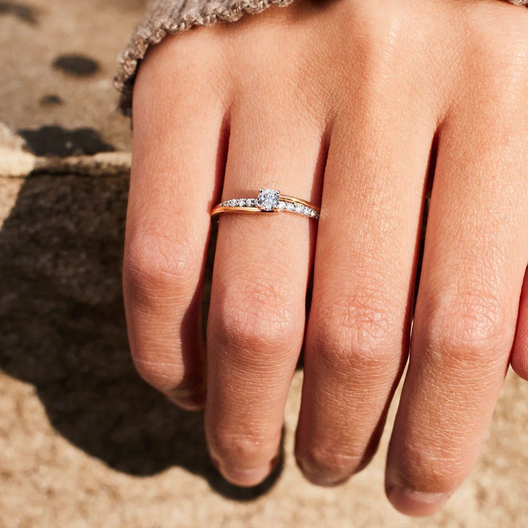 Two Rows Of Diamond Electroplated Ring