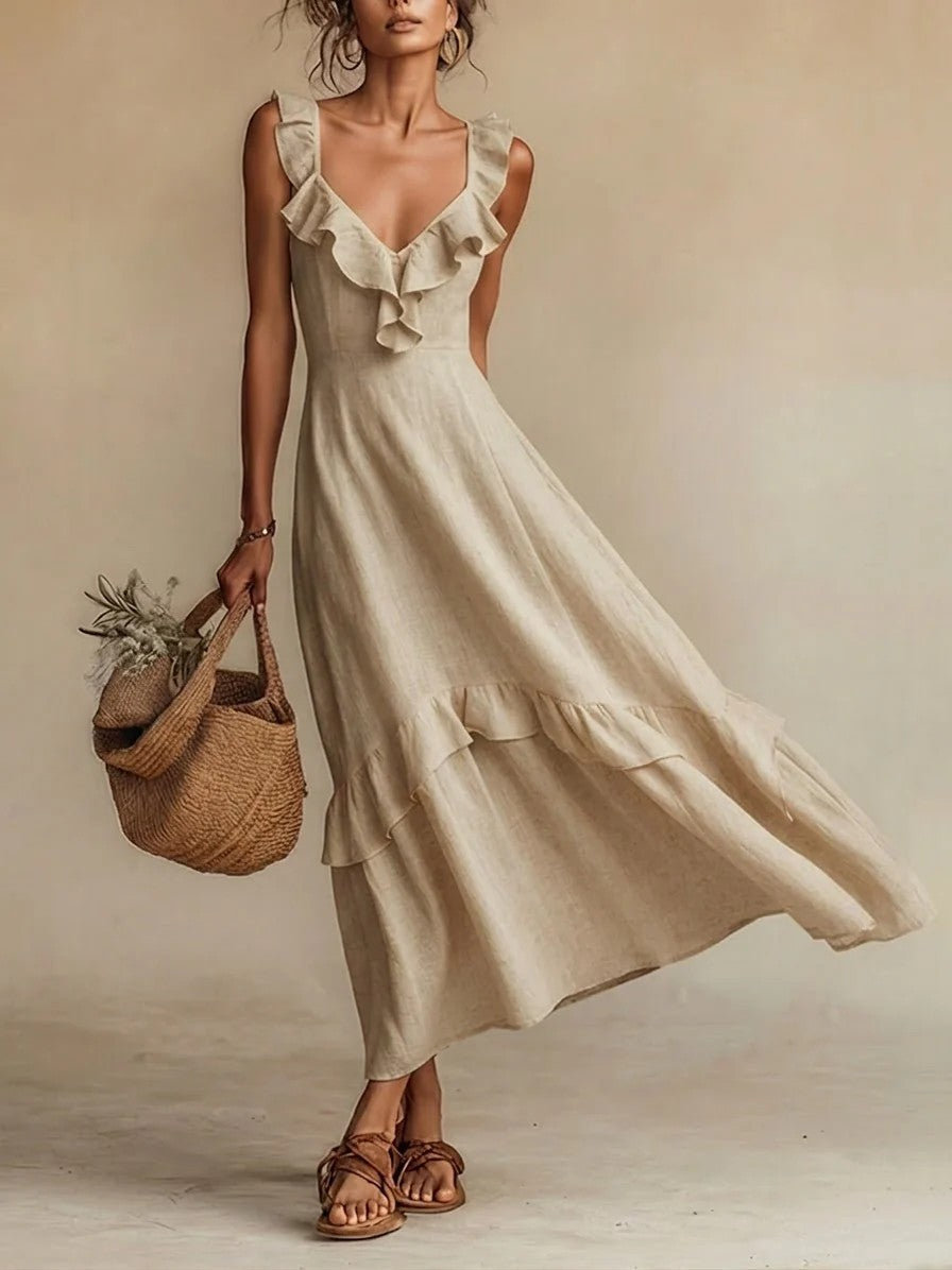 Ruffled Flutter Sleeves Dress