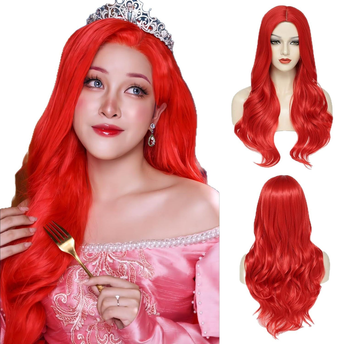Blonde Middle-parted Small-curl Long Wavy Wig