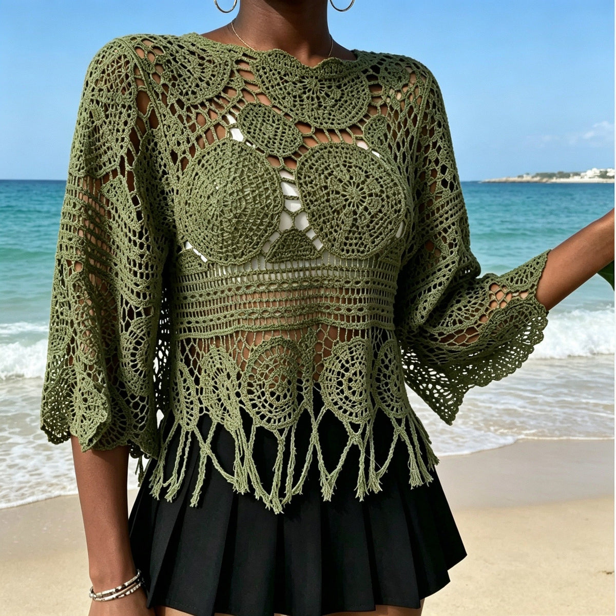Crochet Openwork Knit Top