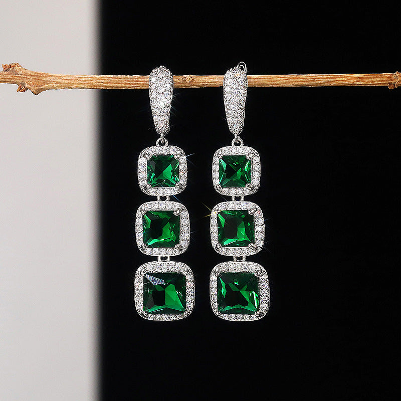 Shiny Square Zircon Earrings