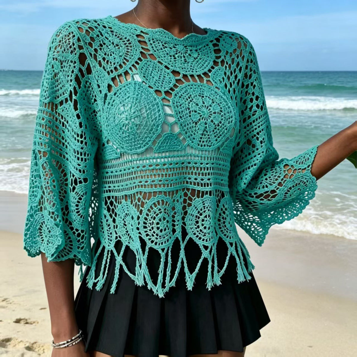 Crochet Openwork Knit Top