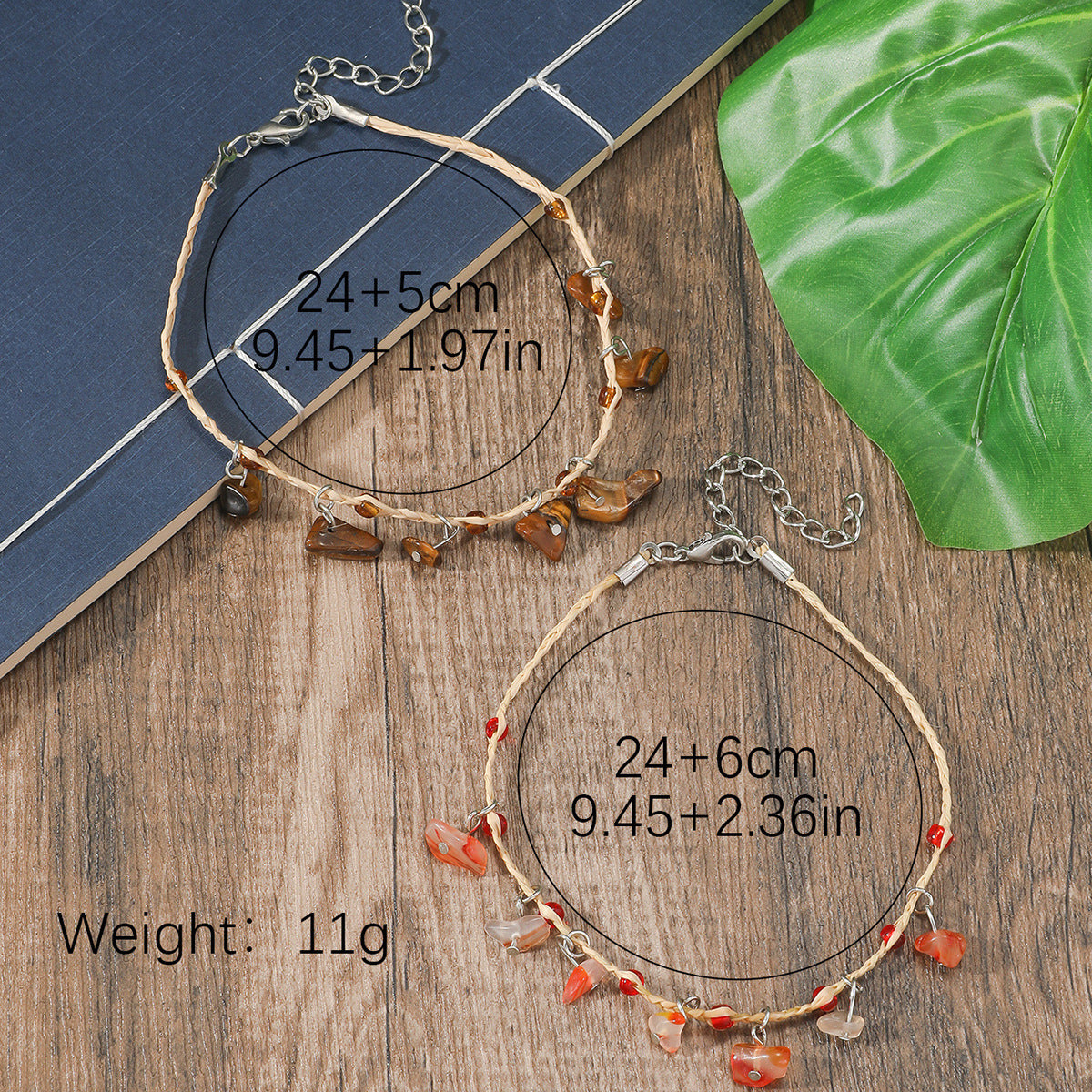 Bohemian Multicolor Pebble Anklet