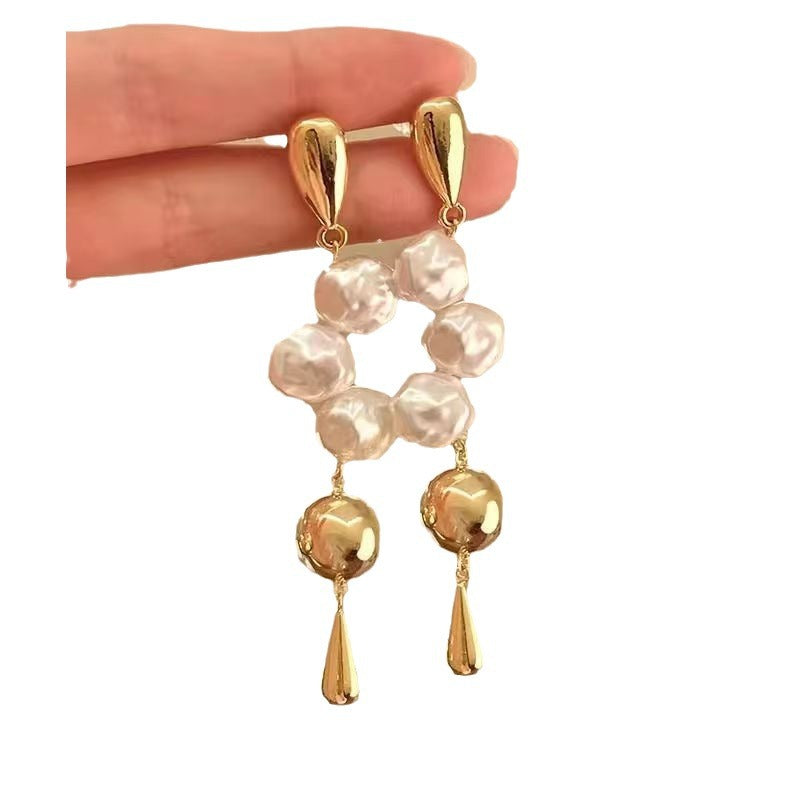 Pearl And Metal Minimalist Earrings