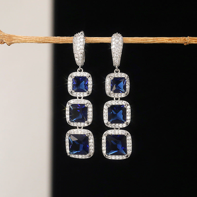 Shiny Square Zircon Earrings