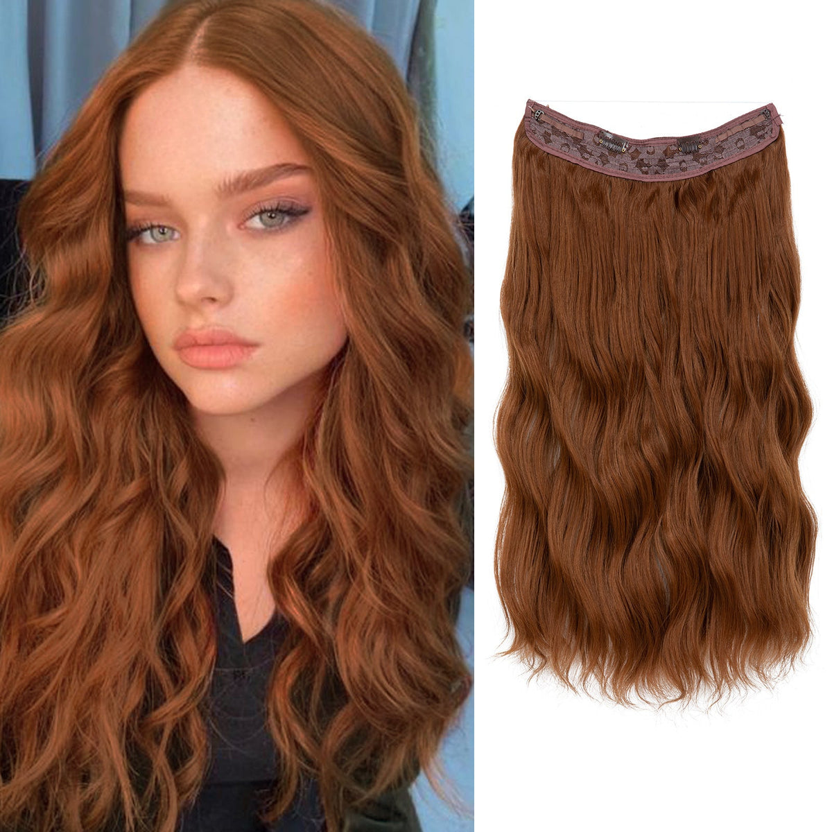 European And American Style Women Corn Curler Fishing Thread Long Curly Hair  Wig