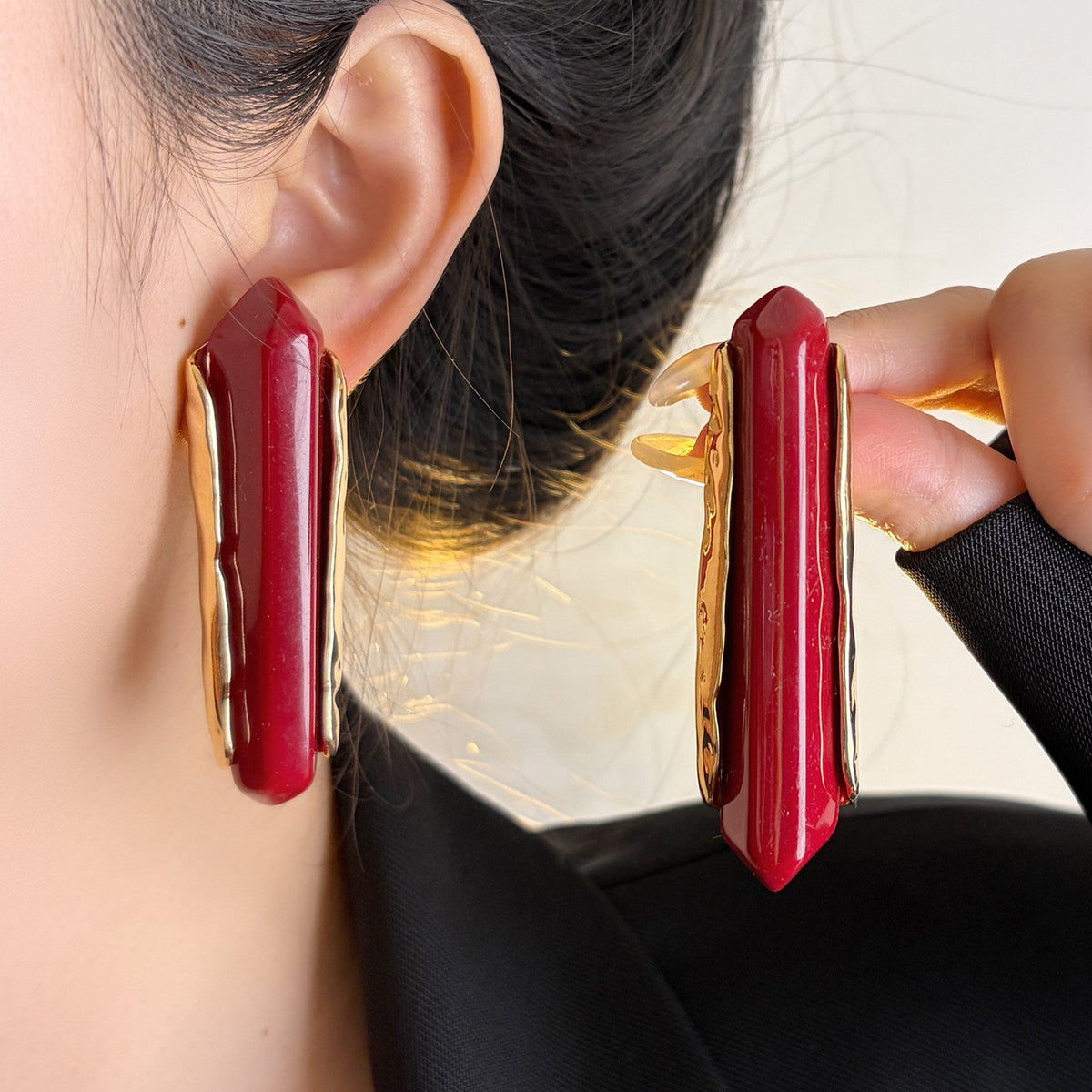 Vintage Geometric Resin Earrings