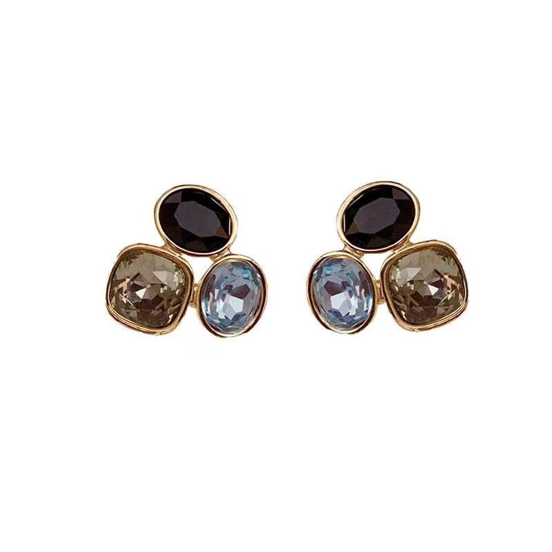 Colorful Geometric Zircon Earrings